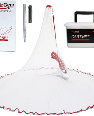 BasicGear Cast Net | 3ft-12ft Radius, 3/8 or 1/4 inch Mesh for Freshwater and Saltwater Bait Fish| Professional Grade and Upgraded Material | Throw Style