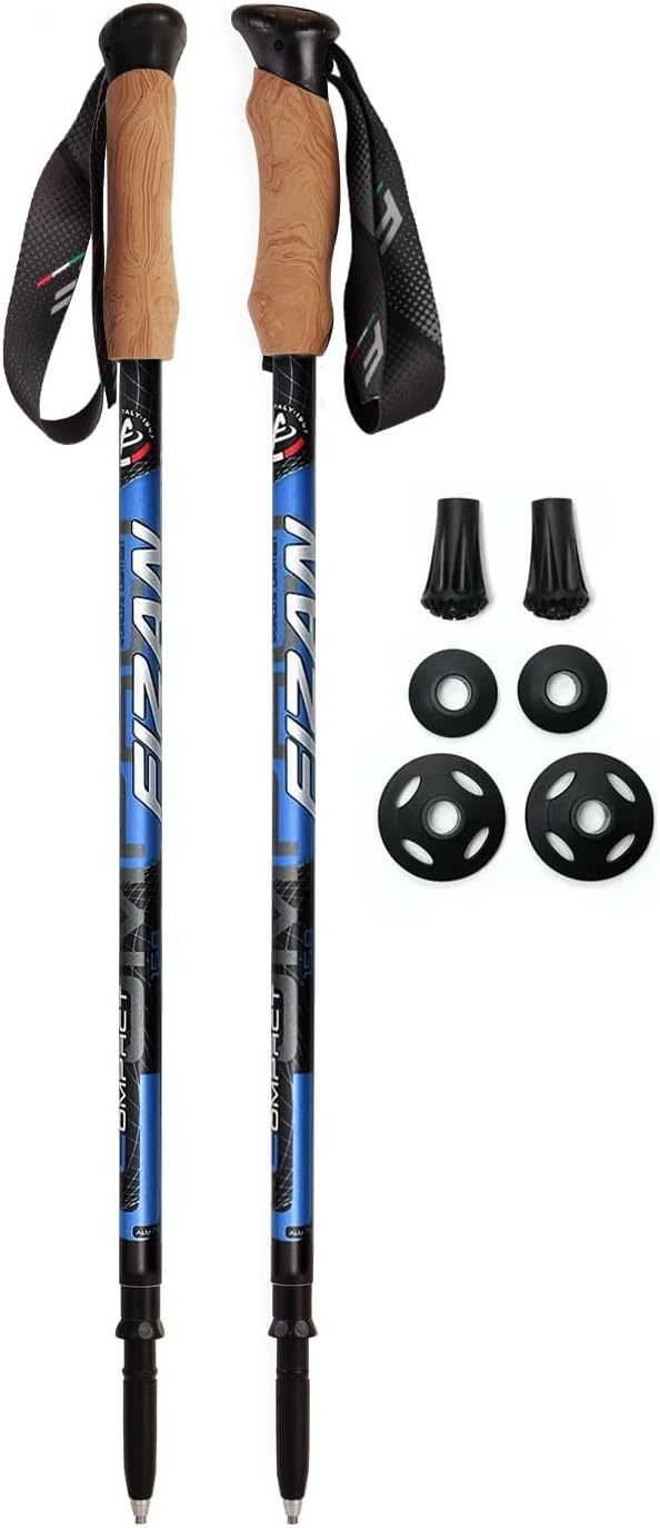 Fizan Compact 3 Trekking Poles – 5.6 oz Ultralight, Backpacking, Thru Hiking Poles, Adjustable, Collapsible, Customized Fit, EVA Grips, Aluminum Walking Sticks (Compact 3)