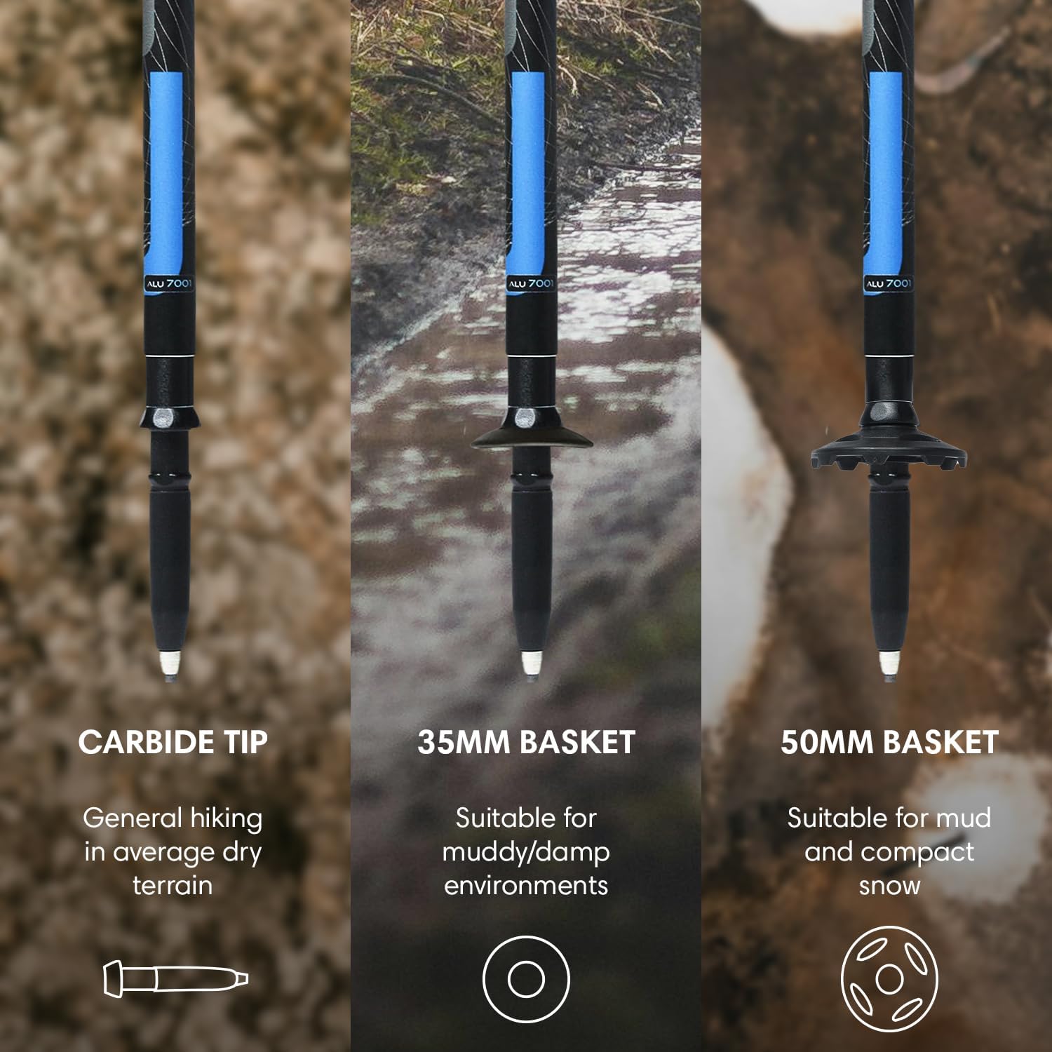 Fizan Compact 3 Trekking Poles – 5.6 oz Ultralight, Backpacking, Thru Hiking Poles, Adjustable, Collapsible, Customized Fit, EVA Grips, Aluminum Walking Sticks (Compact 3) - Image 5