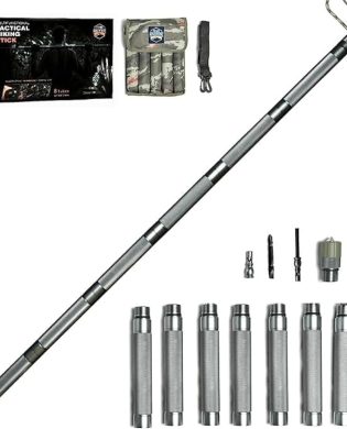 Hiking Tactical Stick Walking Staff - Outdoor Multitool Gear Trekking Pole Collapsible Retractable Premium 15 in 1 | 8 Tubes