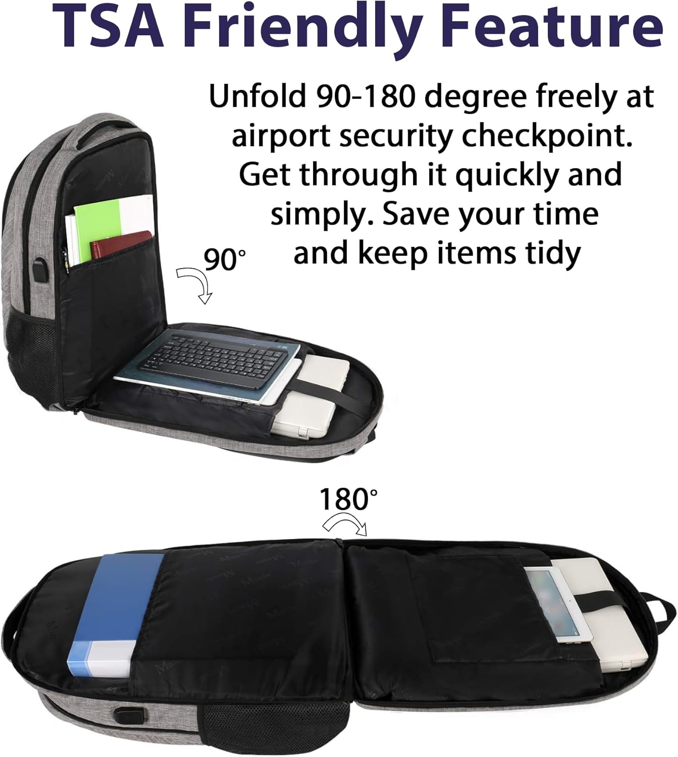 MATEIN Travel Laptop Backpack, 17 Inch Work TSA Approved Carry on Backpack, Large Computer Business Bag for Men Women with USB Port and Trolley Sleeve, College School Rucksack Book Bag, Grey - Image 2