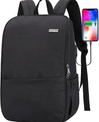 MAXTOP Deep Storage Laptop Backpack with USB Charging Port[Water Resistant] College Computer Bookbag Fits 15 Inch Laptop Black