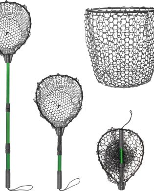 Rubber Fishing Net with Telescoping Handle - Silicone Fish Nets for Fishing, Aluminum Alloy Landing Net, Telescoping Handle and Rubber Net, Maximum Load 20 Pounds