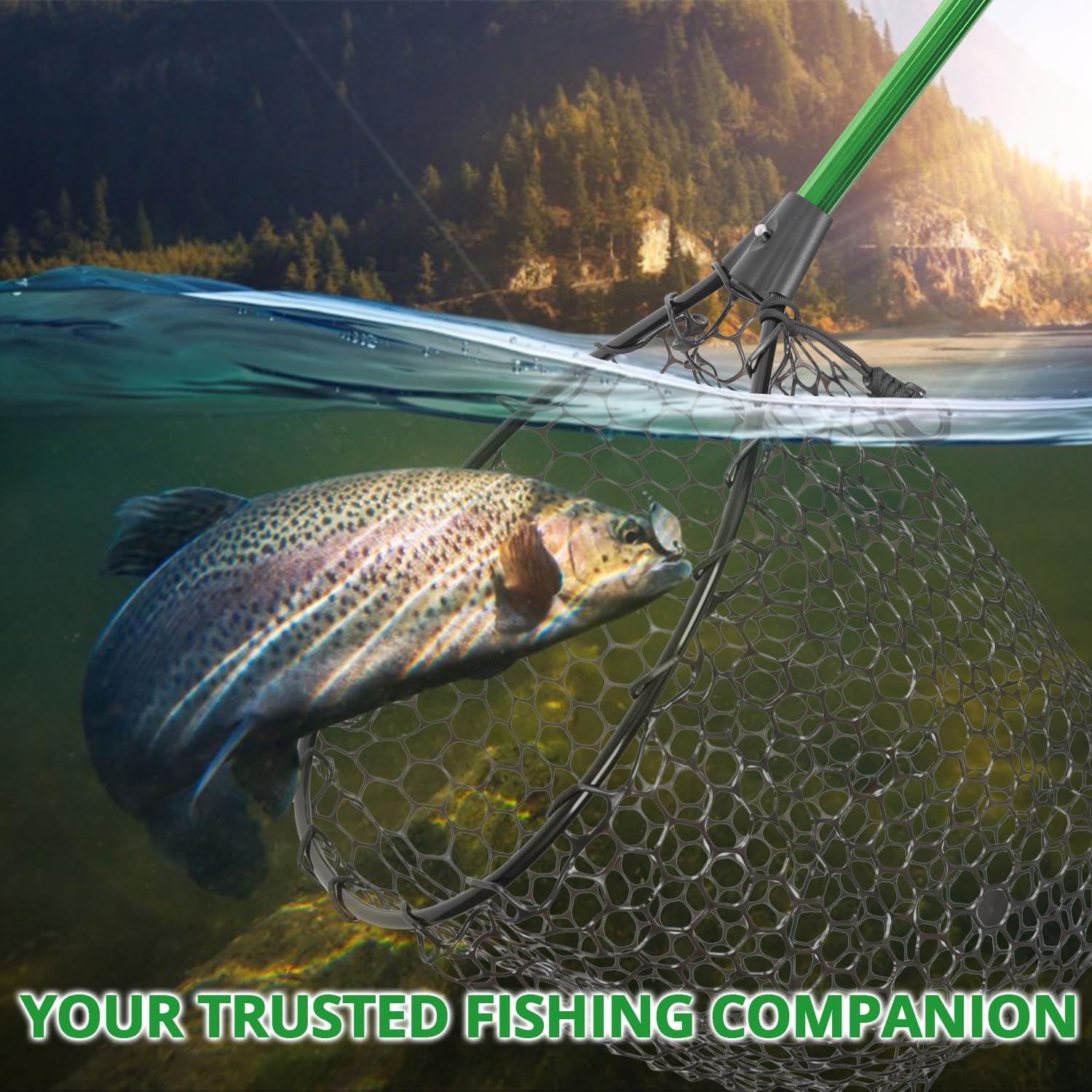 Rubber Fishing Net with Telescoping Handle - Silicone Fish Nets for Fishing, Aluminum Alloy Landing Net, Telescoping Handle and Rubber Net, Maximum Load 20 Pounds - Image 6